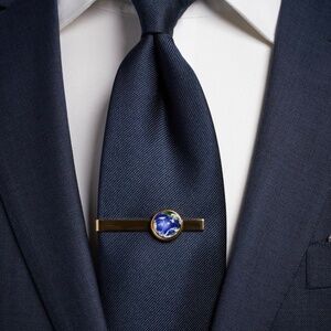 New Men's Stephen Oliver 18k Gold Plated Blue Tie Bar